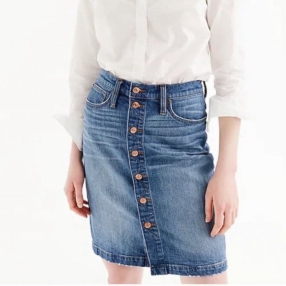 J Crew Button Down Denim Jean Skirt Size 29 EUC